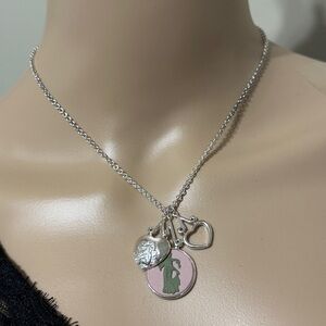 Wedgwood Silver and Pink Charm Necklace